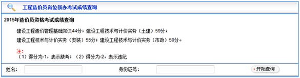 黑龍江2015年造價員成績查詢