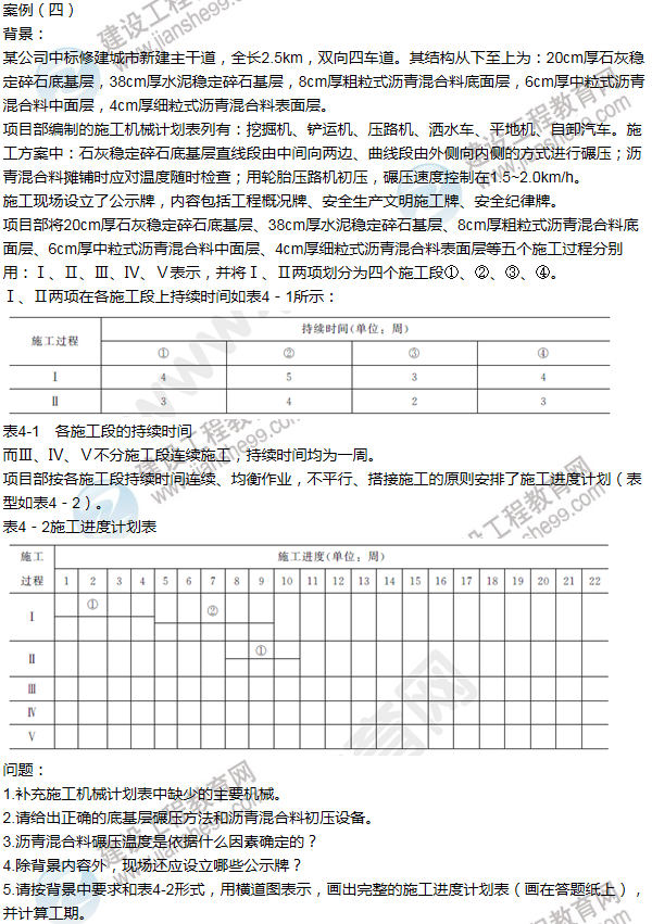 2013年一級(jí)建造師市政工程試題及答案(案例四)