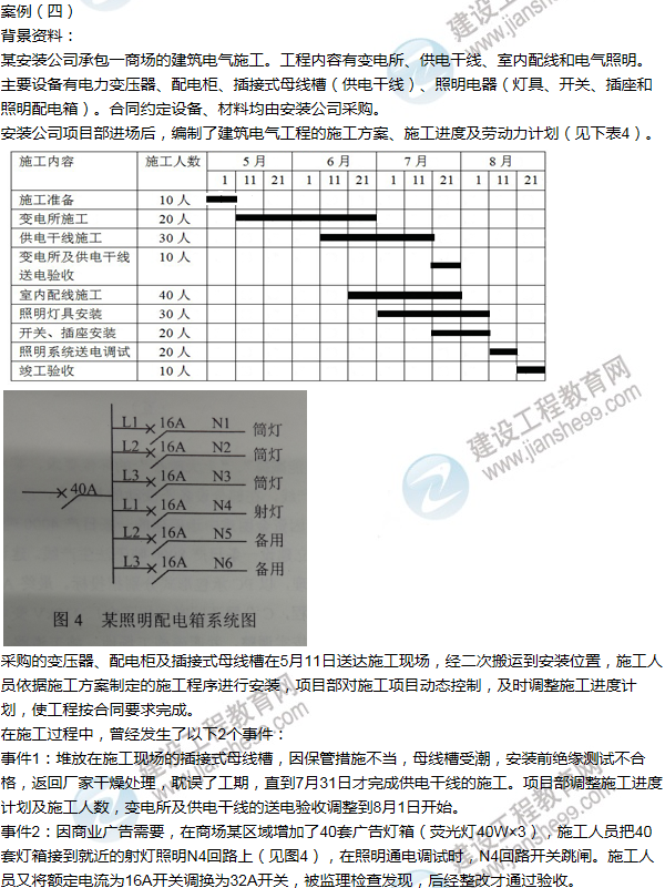 2014年一級建造師機(jī)電工程試題及答案(案例四)