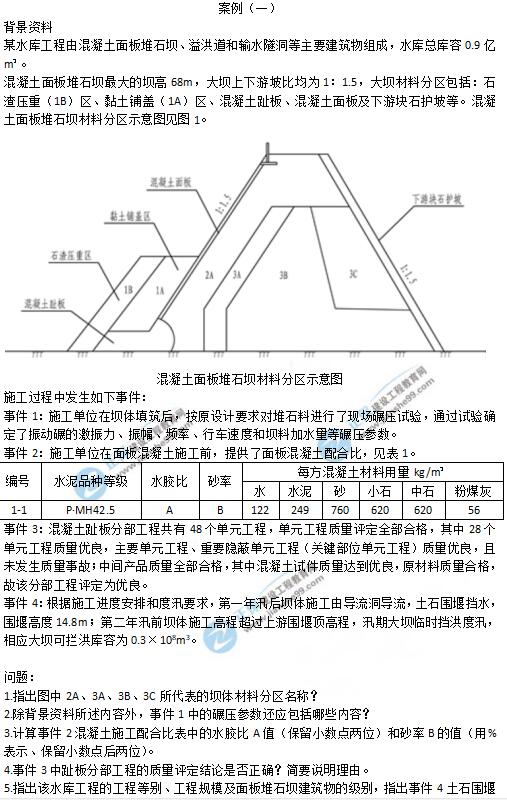 2019年二級建造師《水利工程》試題及答案解析案例一