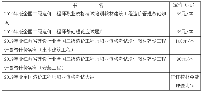 2019年版江西省建設(shè)行業(yè)全國二級造價工程師職業(yè)資格考試培訓教材