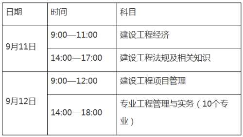 江西2021年一級建造師考試時間安排